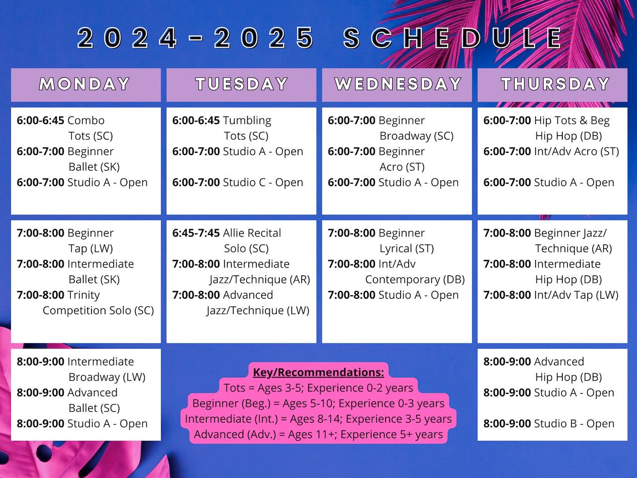 2024-2025 Fall/Spring Schedule