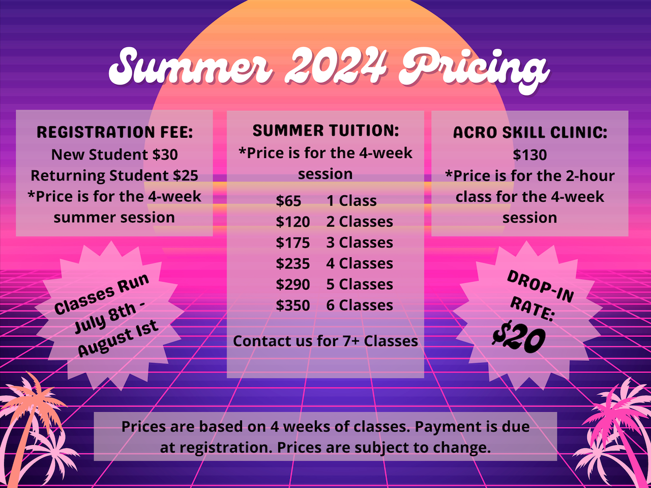 2024 Summer Pricing